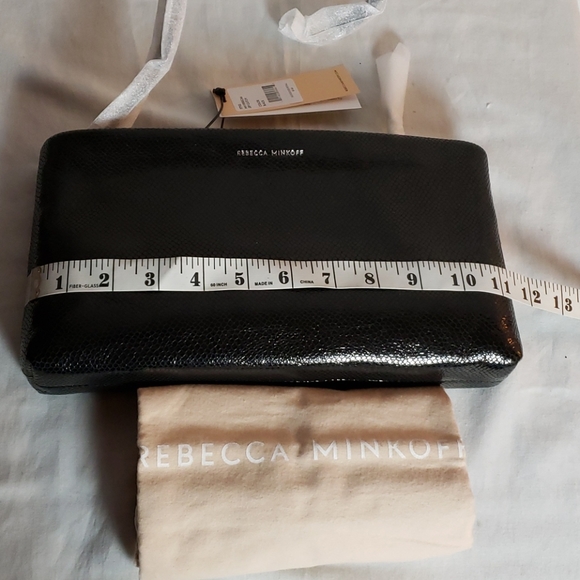NEW REBECCA MINKOFF Croc Embossed Leather Clutch